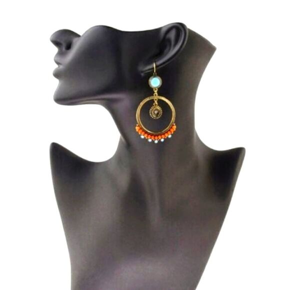 GOLD BOHEMIAN ROUND EARRINGS  - Picture 3 of 8